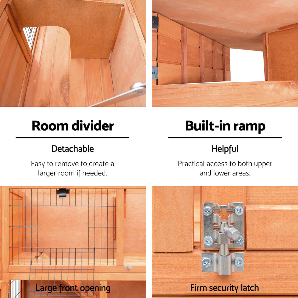 Large Rabbit Hutch with Metal Run – Chicken Coop & Guinea Pig Cage