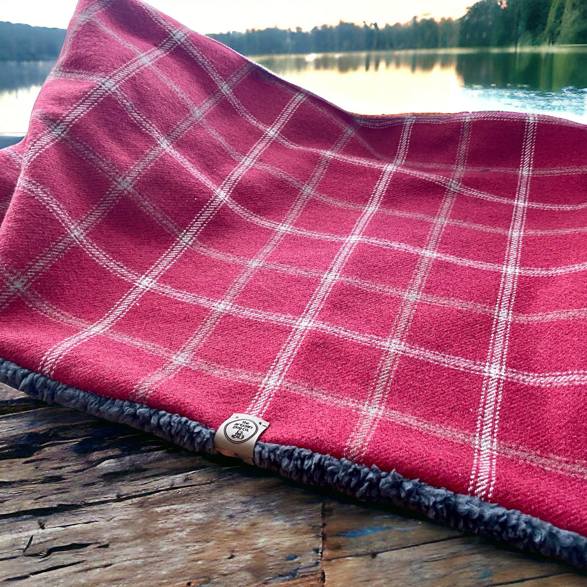 Drogo Red Check Dog Blanket – Luxury Reversible Sherpa Throw
