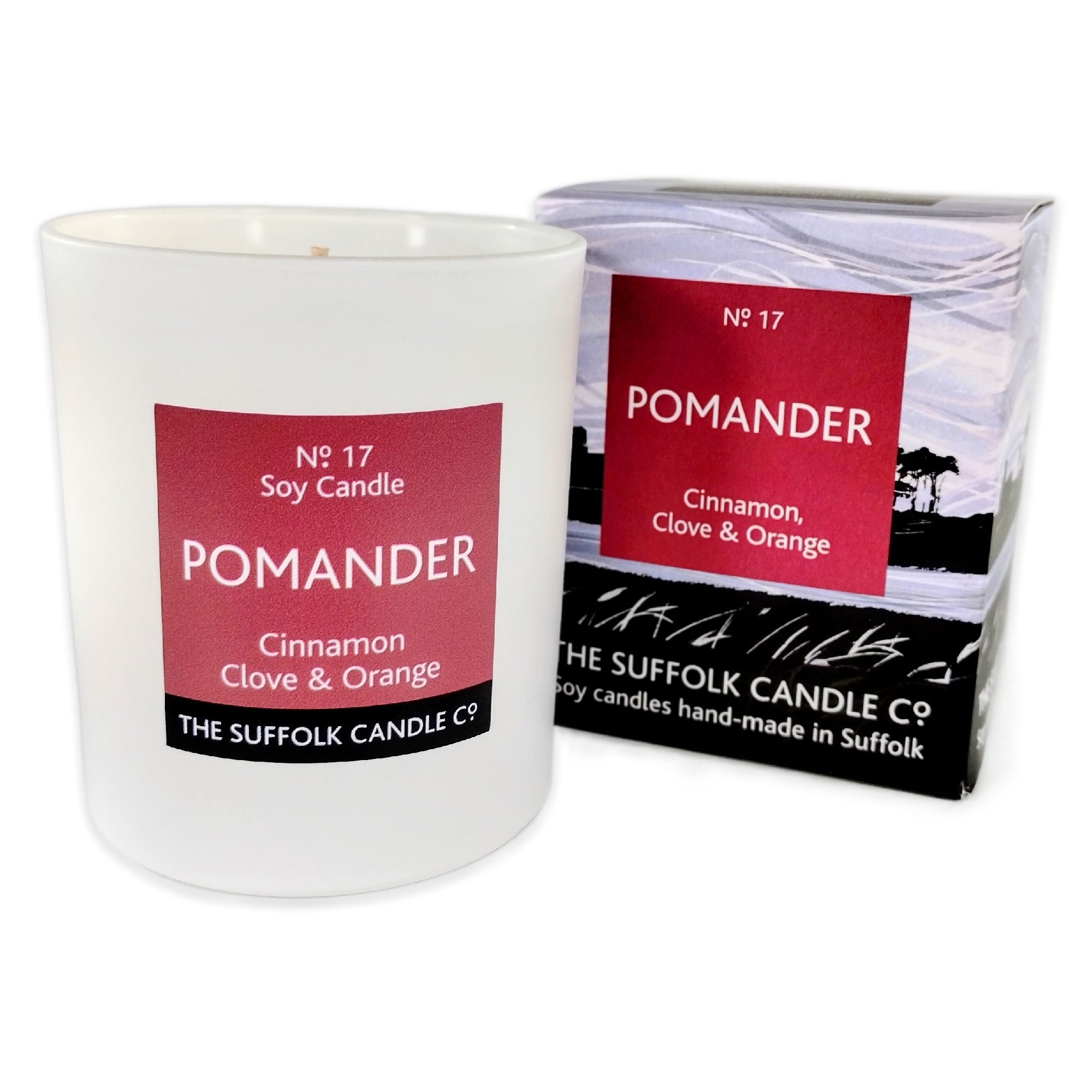 POMANDER - Cinnamon, Clove and Orange - handmade soy candle - 200g - white glass