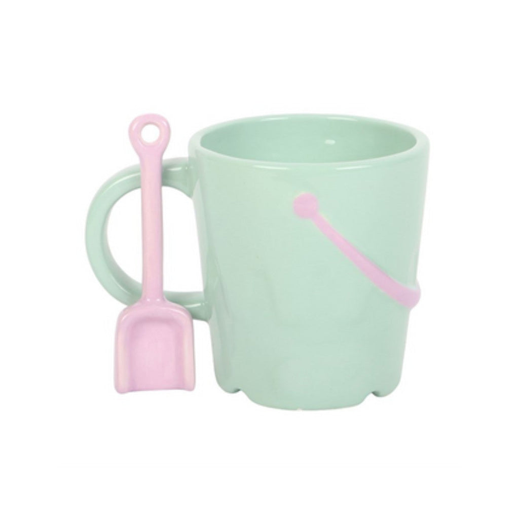 Pastel Bucket Mug with Spade Spoon