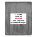 Grey L-Grade Tarpaulin 2m x 2m Waterproof Tarpaulin Cover Outdoor Ground Sheet