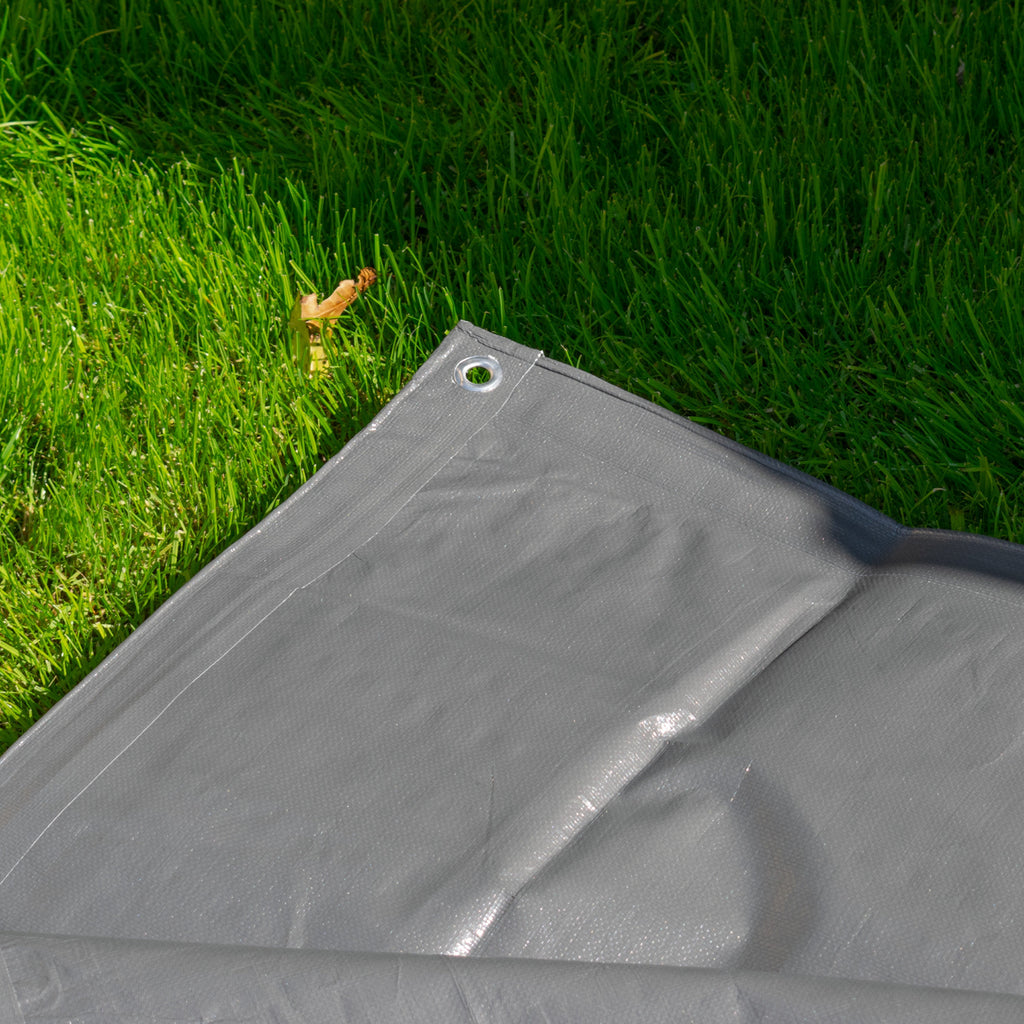 Grey L-Grade Tarpaulin 2m x 2m Waterproof Tarpaulin Cover Outdoor Ground Sheet
