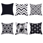 Water Resistant Outdoor Cushion Cover | 45x45cm Black Garden Décor - Set of 6 & 4