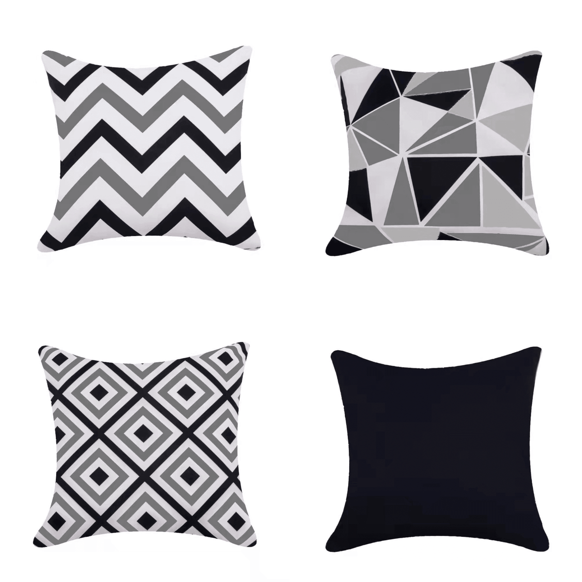 Water Resistant Outdoor Cushion Cover | 45x45cm Black Garden Décor - Set of 6 & 4