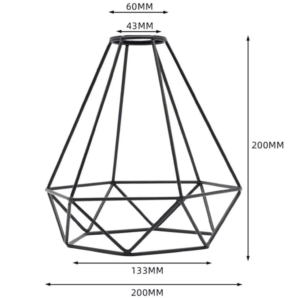 Yellow Diamond Cage Pendant Lamp Shade – Metal Wire Ceiling Light