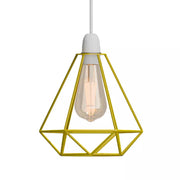 Yellow Diamond Cage Pendant Lamp Shade – Metal Wire Ceiling Light