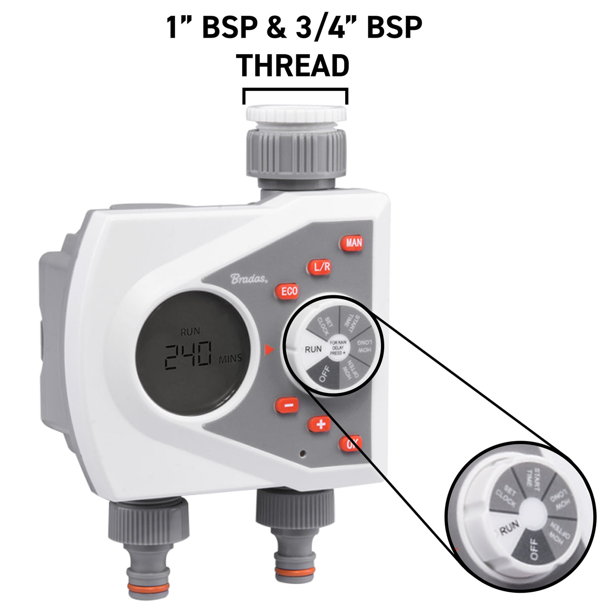 White Line 2-Way Electronic Control Water Timer Garden Hose Pipe Water Connector