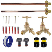 Brass Barbed Bib Tap BASIC Connection Kit x2 Garden Hose Pipe Hose Connector Set