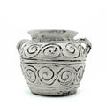 Greek Clay Plant Pot With Handles - Cream 15cm