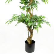 180cm Artificial Twisted Trunk Fruticosa Ficus Tree Triple Ball Topiary 1984 Leaves Silver Metal Planter - Premium Quality