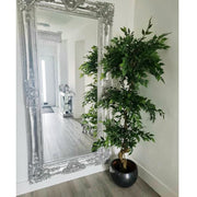 180cm Artificial Twisted Trunk Fruticosa Ficus Tree Triple Ball Topiary 1984 Leaves Silver Metal Planter - Premium Quality
