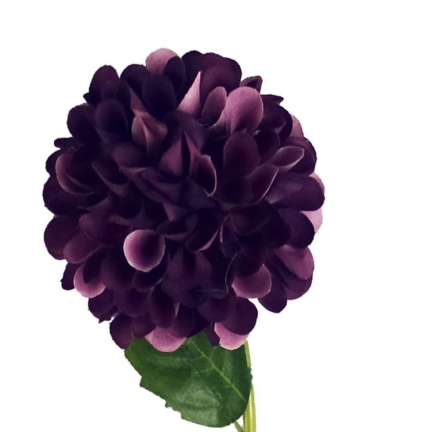 Pack of 6 x 75cm Artificial Dahlia PomPom Flower Stem Purple - Premium Quality