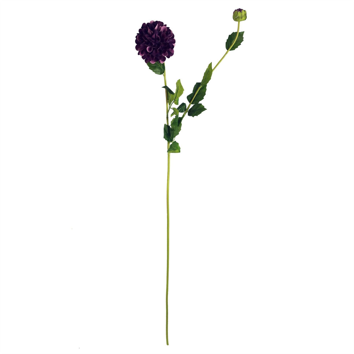 Pack of 6 x 75cm Artificial Dahlia PomPom Flower Stem Purple - Premium Quality