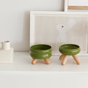 Gulu Elevated Ceramic Pet Water Bowl with Wooden Stand