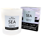 SEA - Cyclamen and Waterlily - handmade soy candle - 200g - white glass