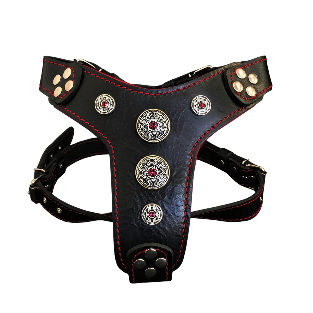 The ''Bijou'' harness Black & Red Small to Medium Size