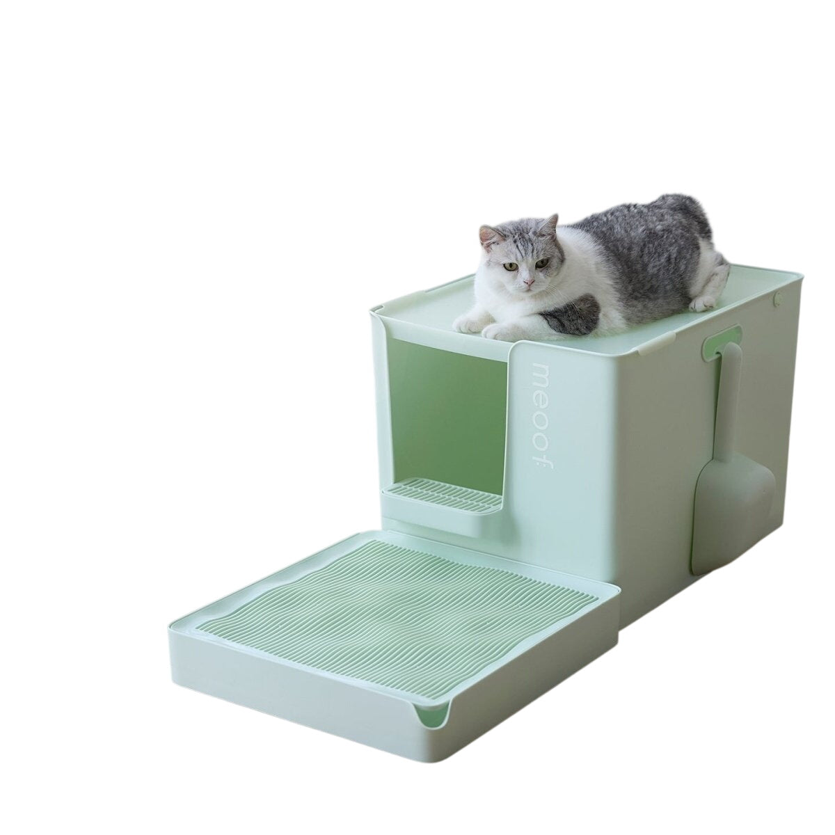 Curved Wave Cat Litter Trapping Mat with Non-Slip Base