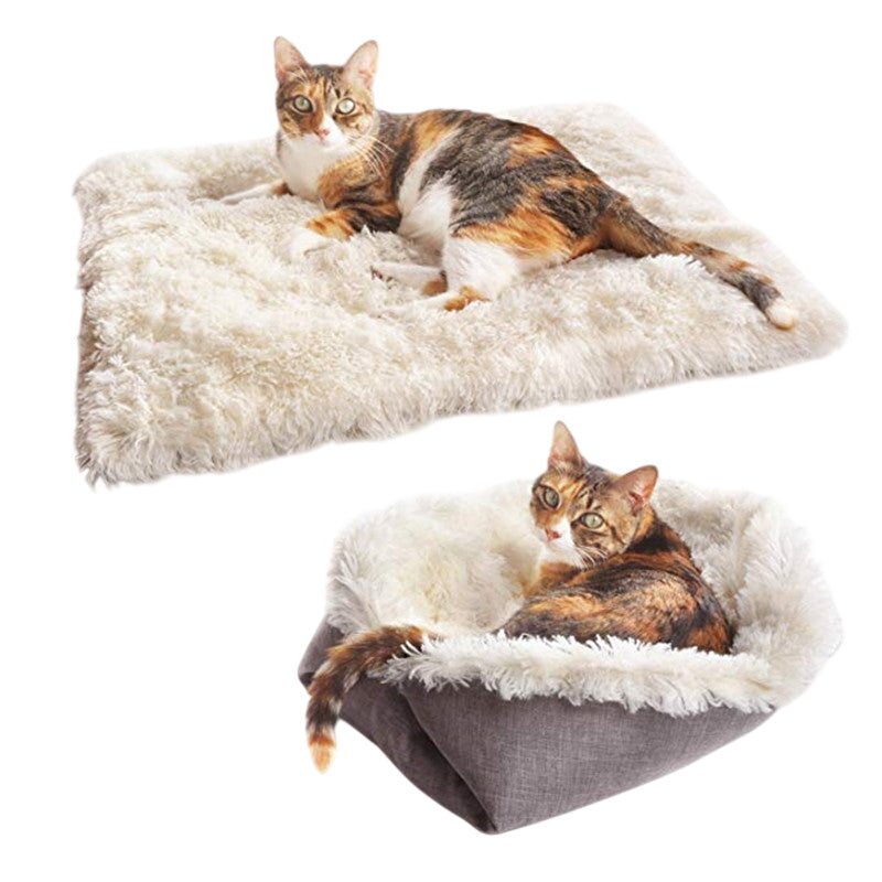 2-in-1 Convertible Pet Mattress Nest – Plush Cat & Dog Bed