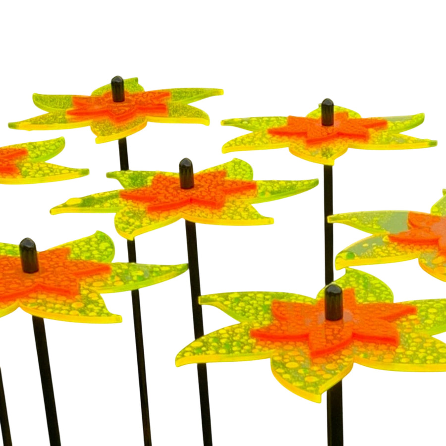 SunCatcher Fluorescent Daffodil Garden Stakes – Set of 3 Outdoor Garden Ornaments