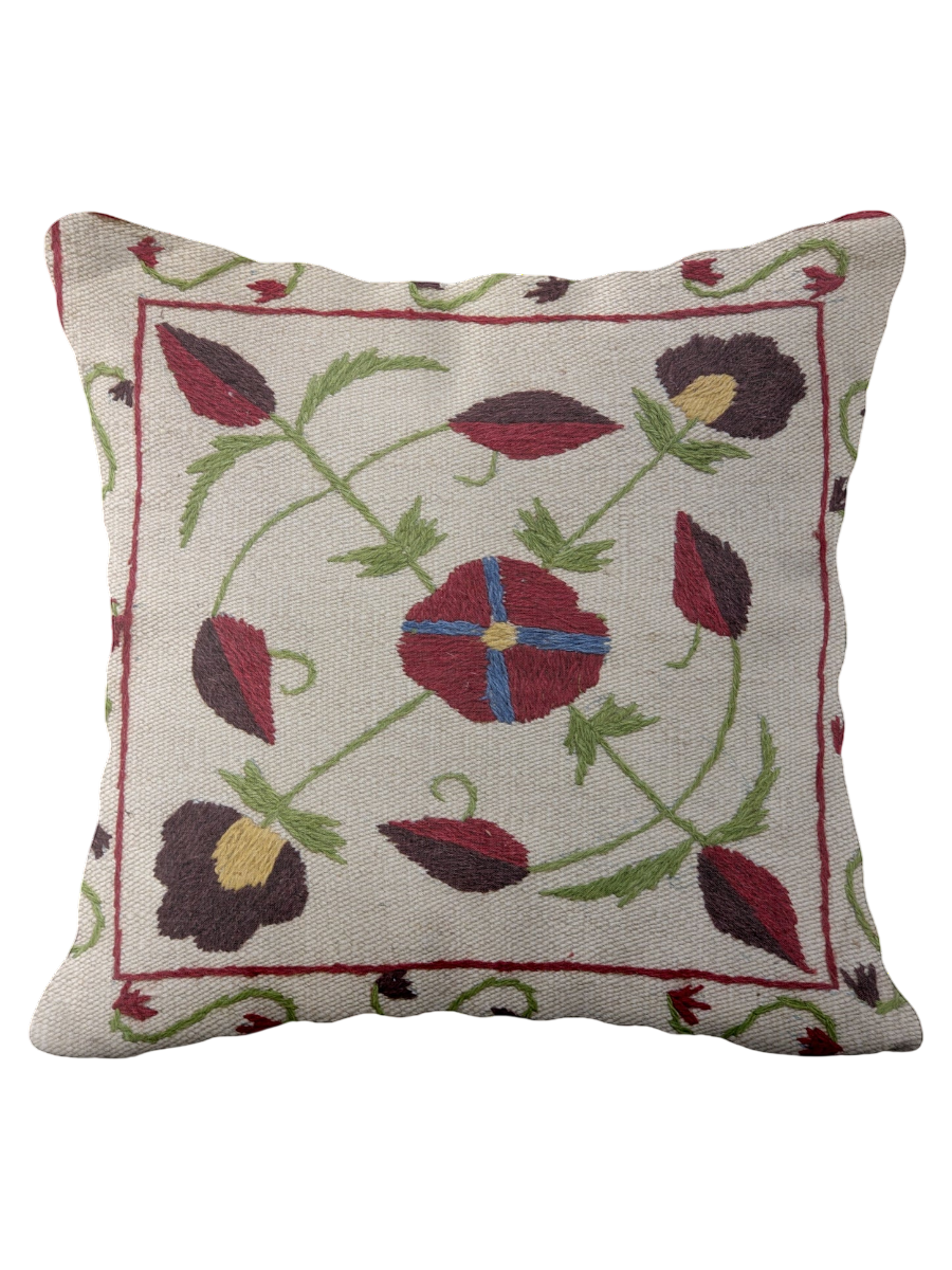 Suzani Hand Embroidered Cushion Cover - 45 x 45 cm