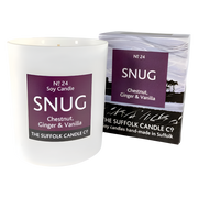 SNUG - Chestnut, Ginger and Vanilla - handmade soy candle - 200g - white glass