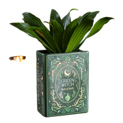 Green Witch Book Shaped Vase
