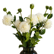 Pack of 6 x 75cm Artificial Dahlia PomPom Flower Stem Cream - Premium Quality