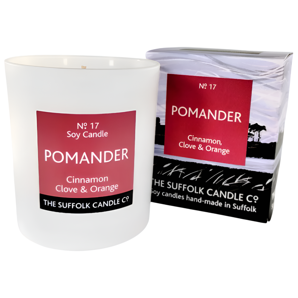 POMANDER - Cinnamon, Clove and Orange - handmade soy candle - 200g - white glass