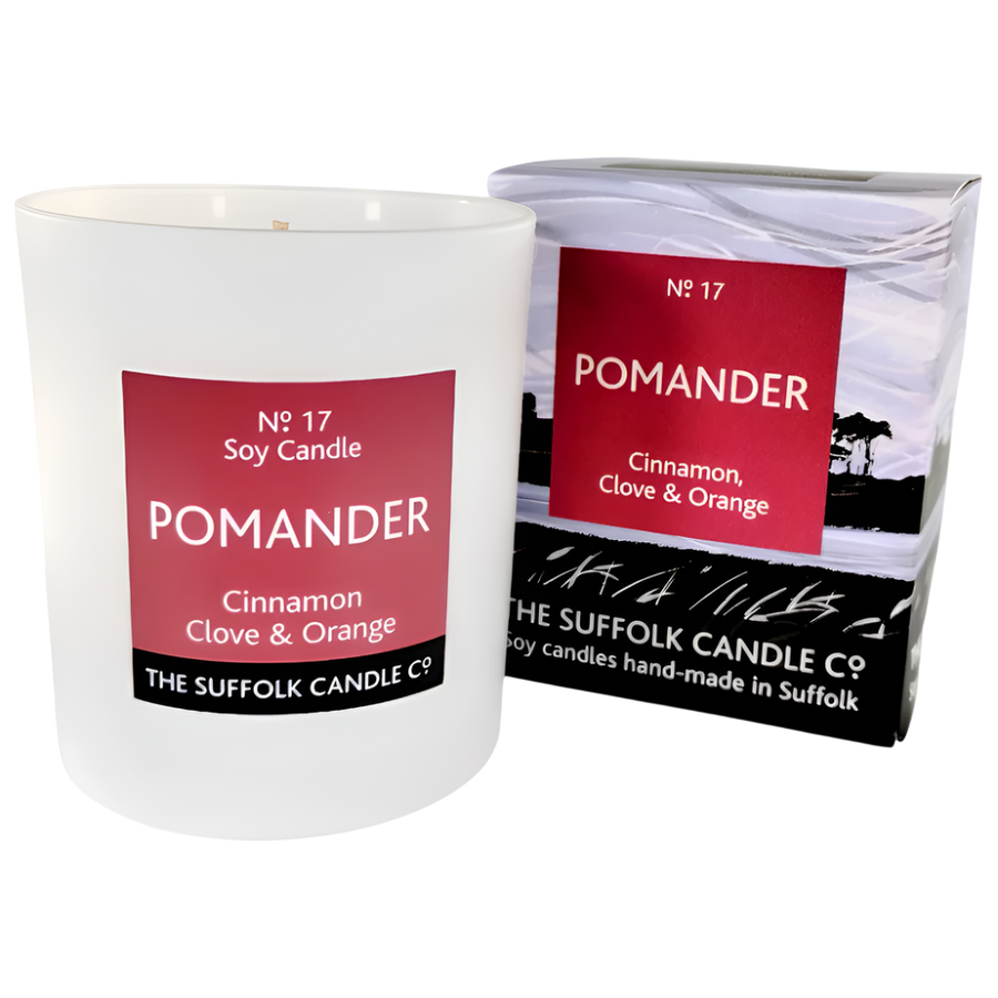 POMANDER - Cinnamon, Clove and Orange - handmade soy candle - 200g - white glass
