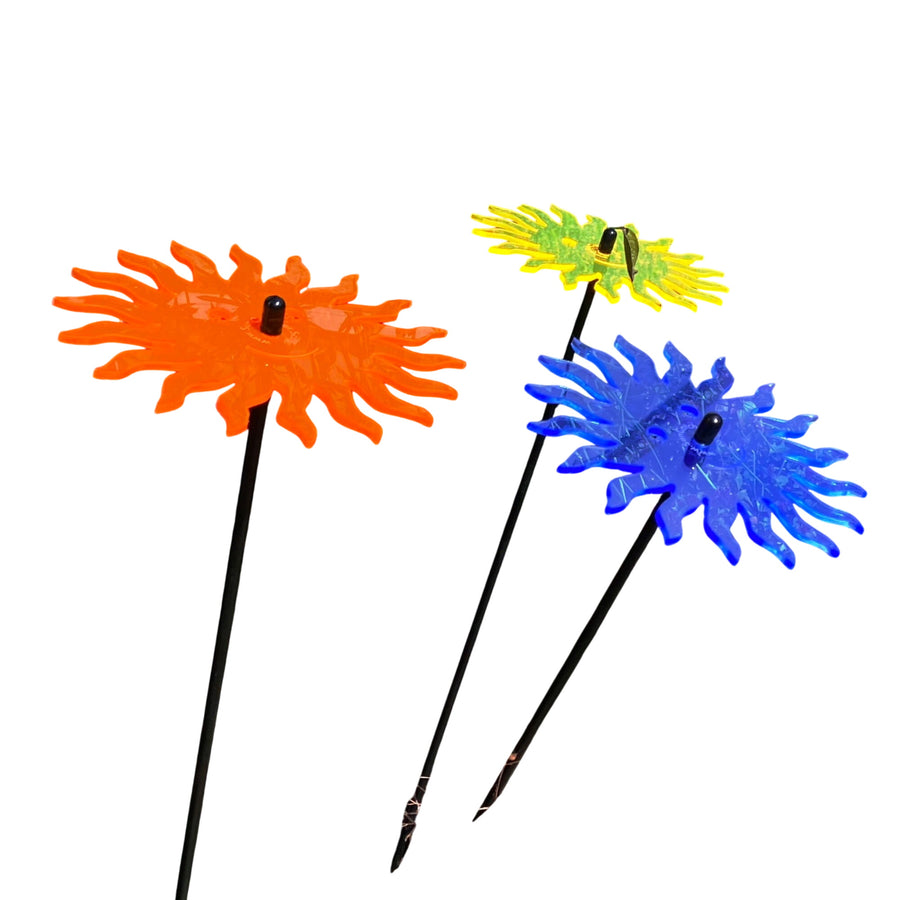 Large Garden Décor Ornaments Set of 3 'Smiling Suns'