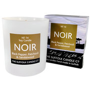 NOIR - Black Pepper, Patchouli and Sandalwood - handmade soy candle - 200g - white glass