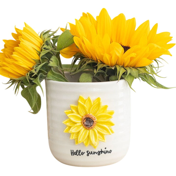 Hello Sunshine Plant Pot with 3D Sunflower