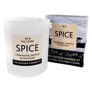 SPICE - Cedarwood, Jasmine and Patchouli - handmade soy candle - 200g - white glass