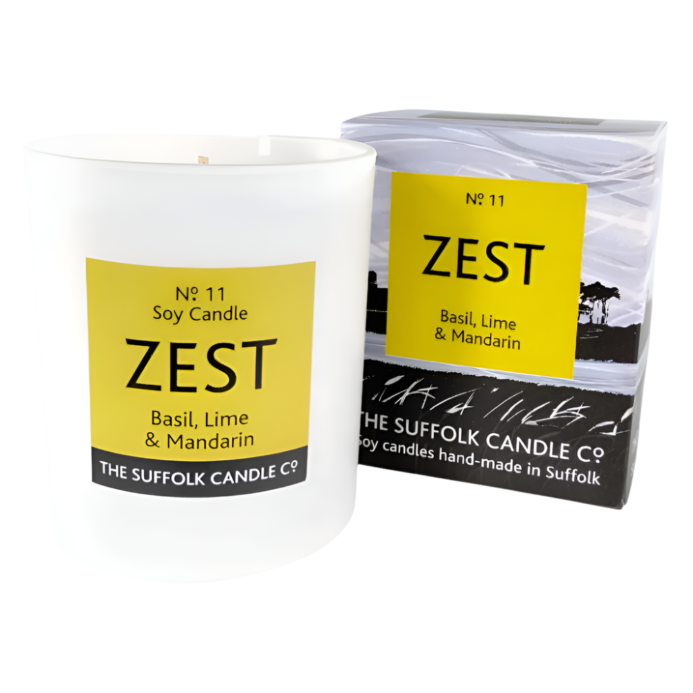 ZEST - Basil, Lime and Mandarin - handmade soy candle - 200g - white glass