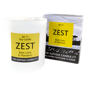 ZEST - Basil, Lime and Mandarin - handmade soy candle - 200g - white glass