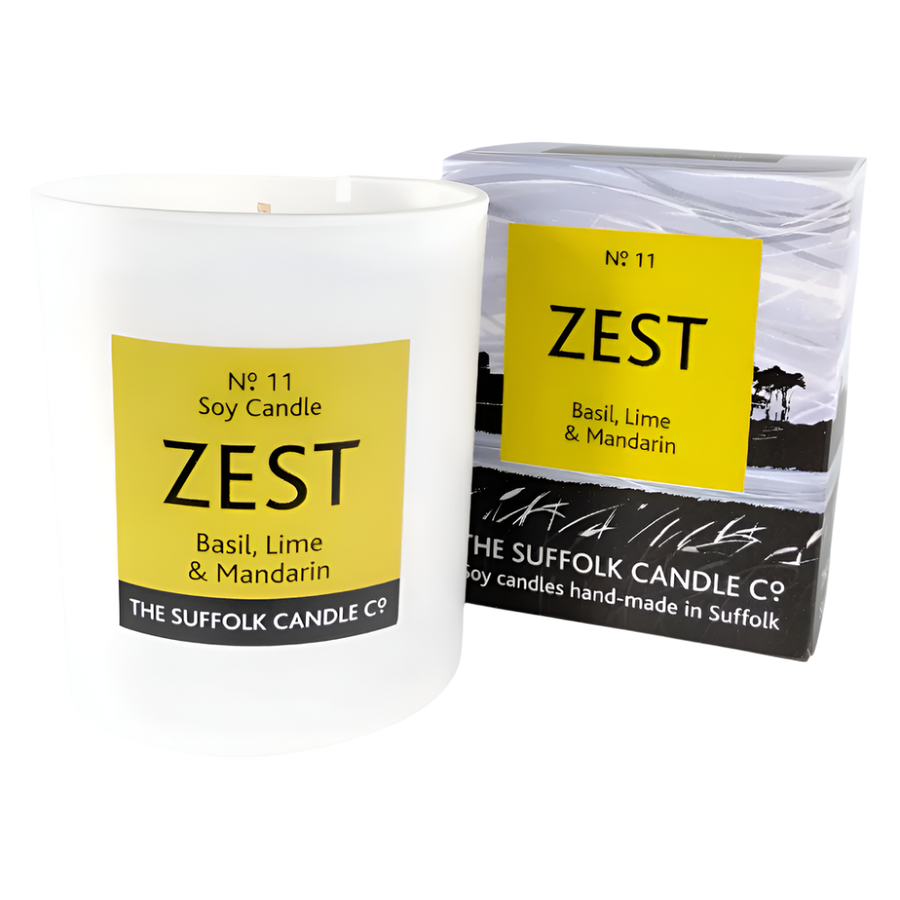 ZEST - Basil, Lime and Mandarin - handmade soy candle - 200g - white glass