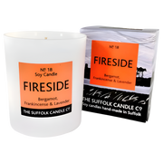 FIRESIDE - Bergamot, Frankincense and Lavender - handmade soy candle - 200g - white glass